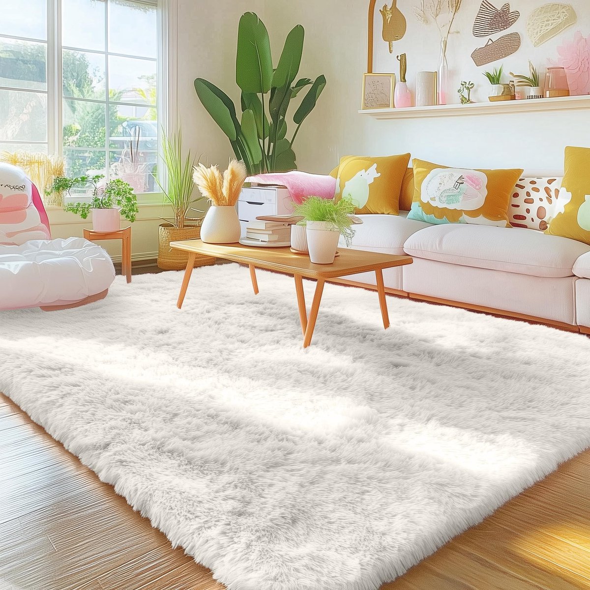 Omgoods - Fluffy Shaggy Tapijt voor Woonkamer, Machinewasbaar