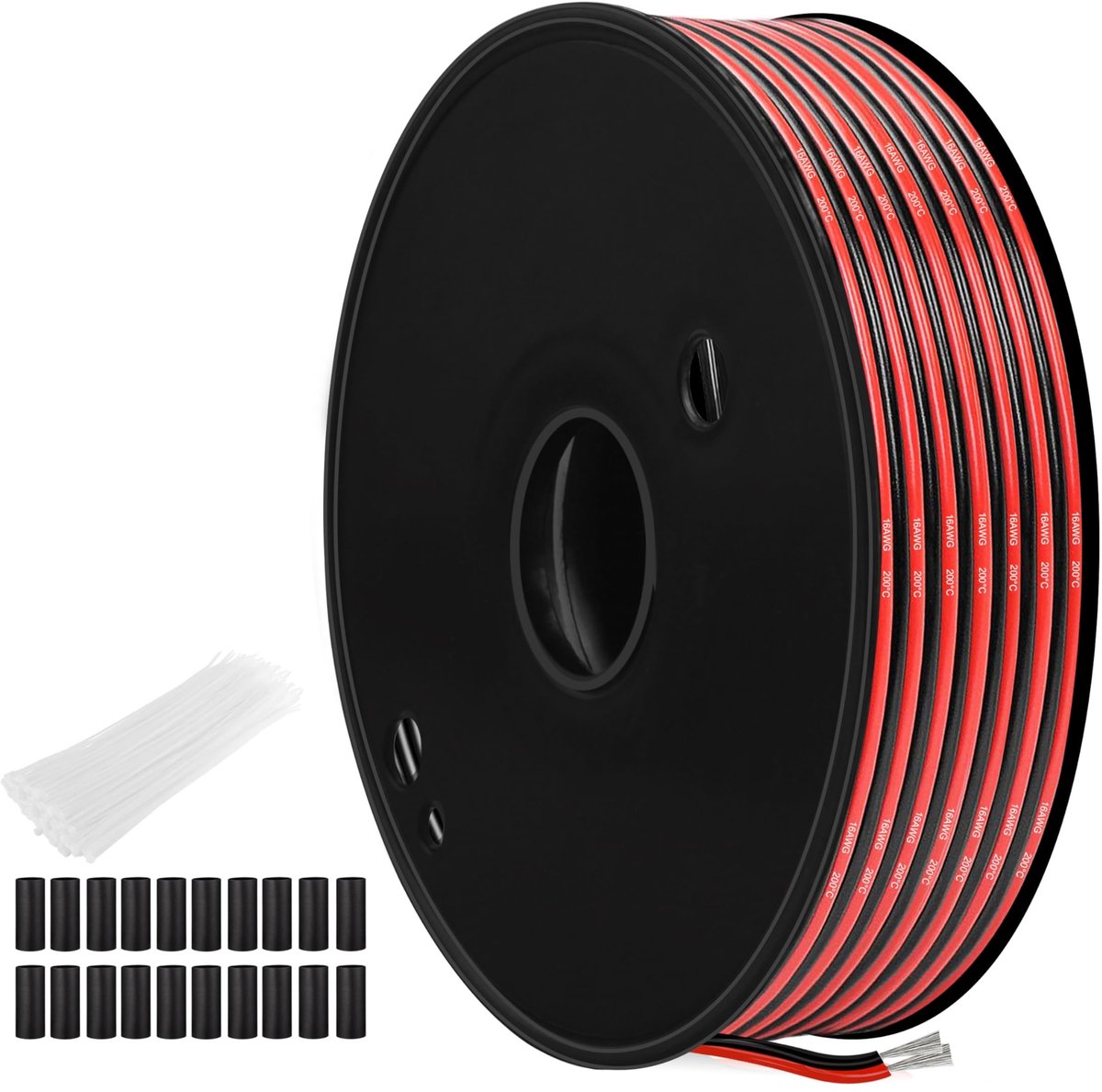 Omgoods - 16 AWG Dubbele Kern Silicokabel Rood-Zwart, 25 Meters