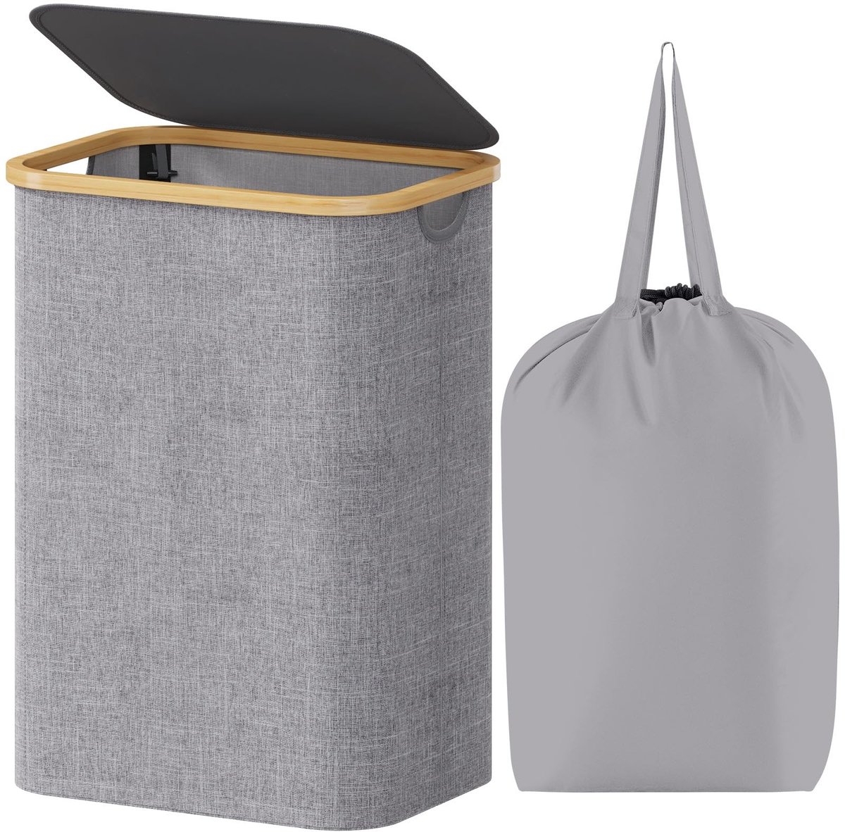 Omgoods - 80L Wasmand met Deksel en Afneembare Tas