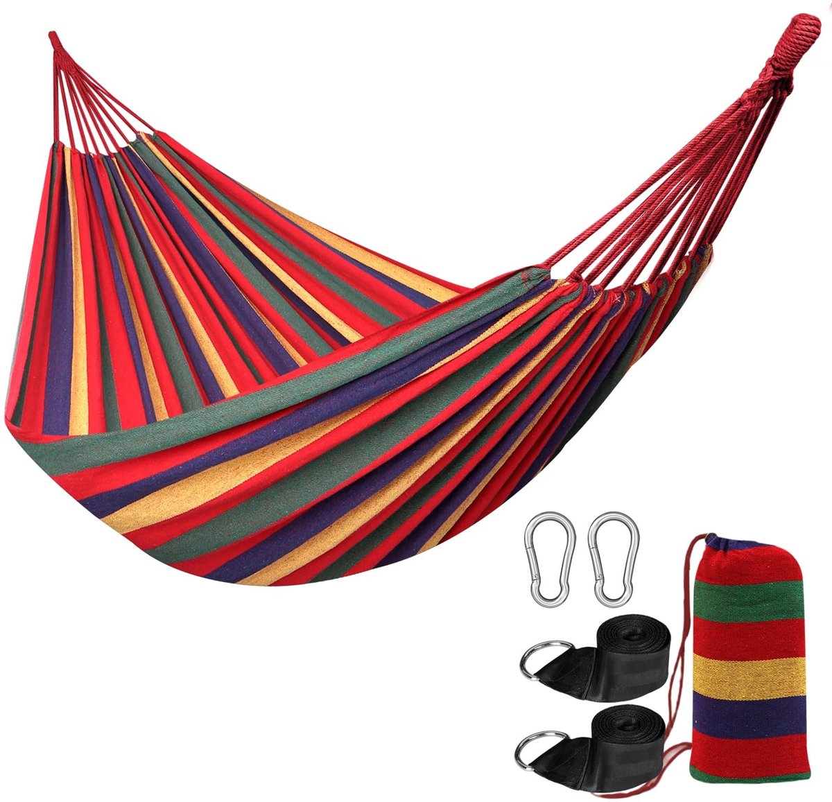 Omgoods - Draagbare Katoenen Hammock met Boombanden en Eenvoudige Installatie