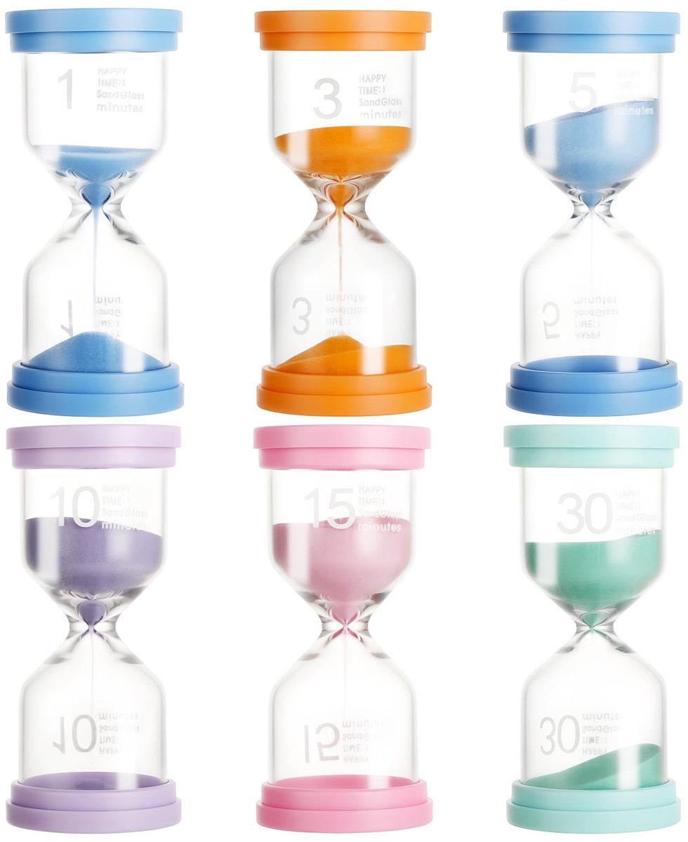 Omgoods - Set van 6 Zandlopers voor Kinderen in Pastelkleuren
