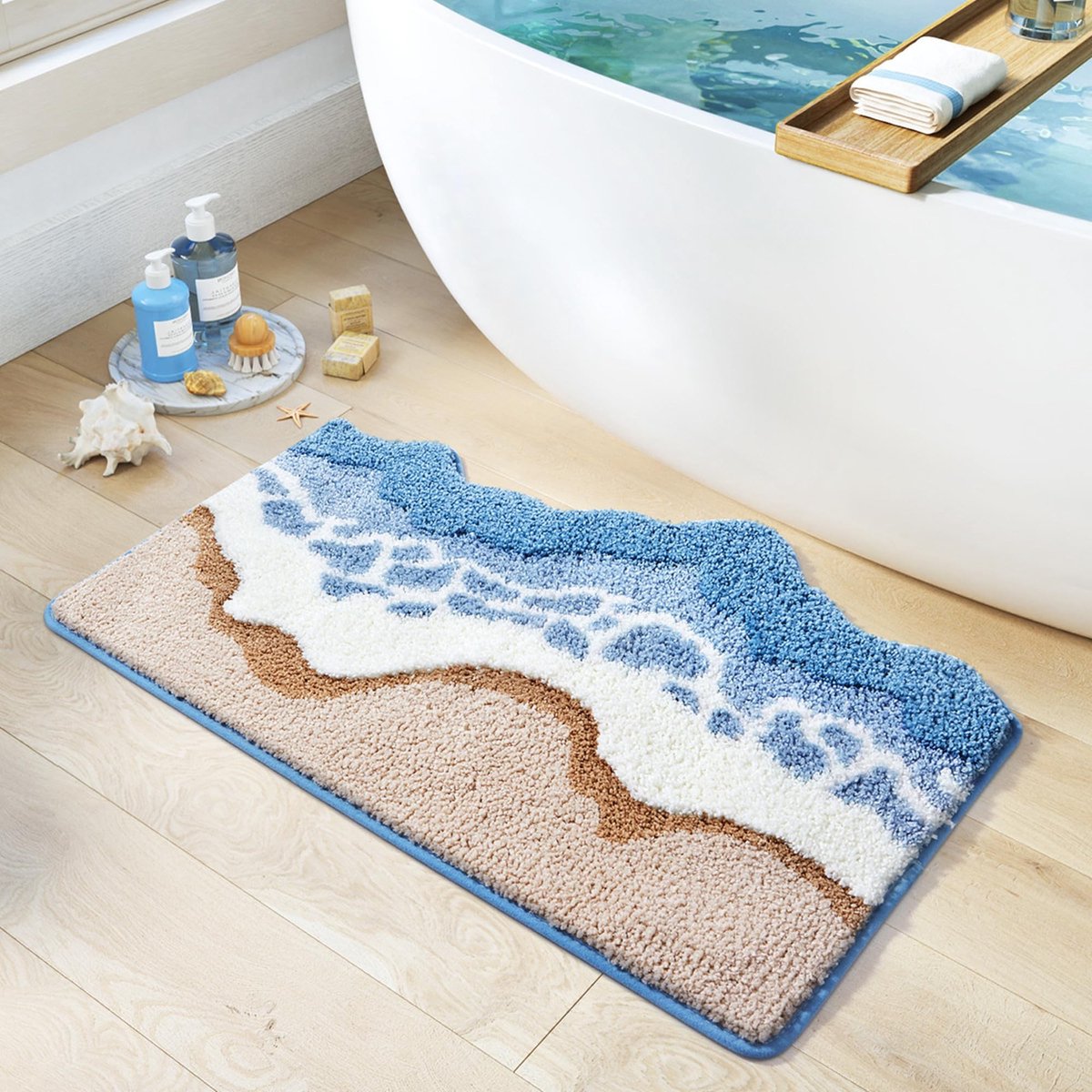 Omgoods - Sea Wave Badmat 50x80 cm met Zomerse Strand Motief