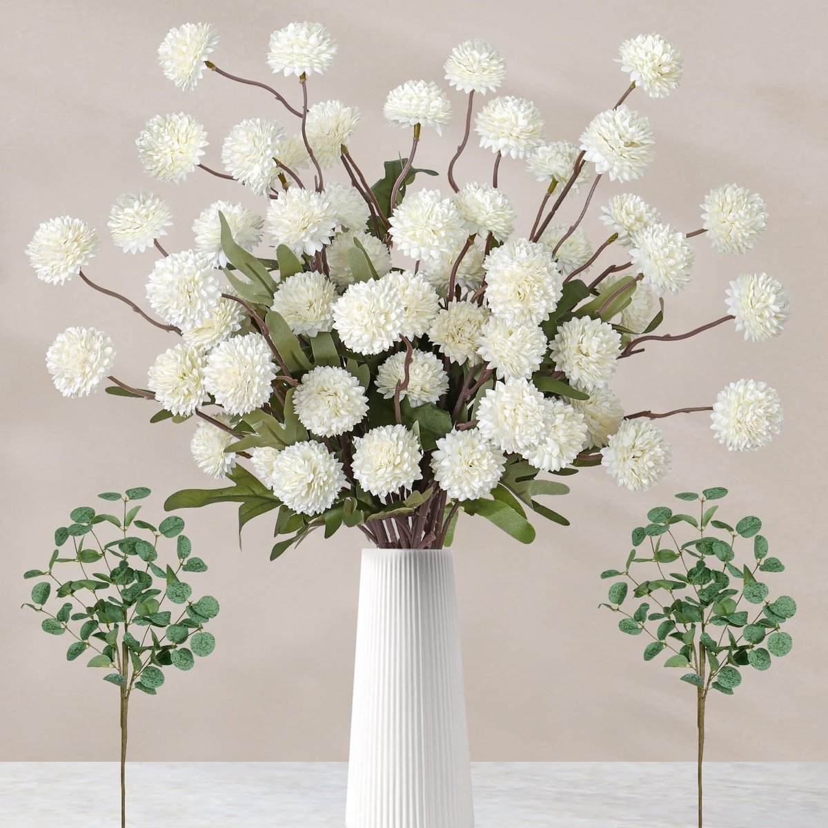 Omgoods - Witte Kunstbloemen met Eucalyptus voor Tafeldecoratie