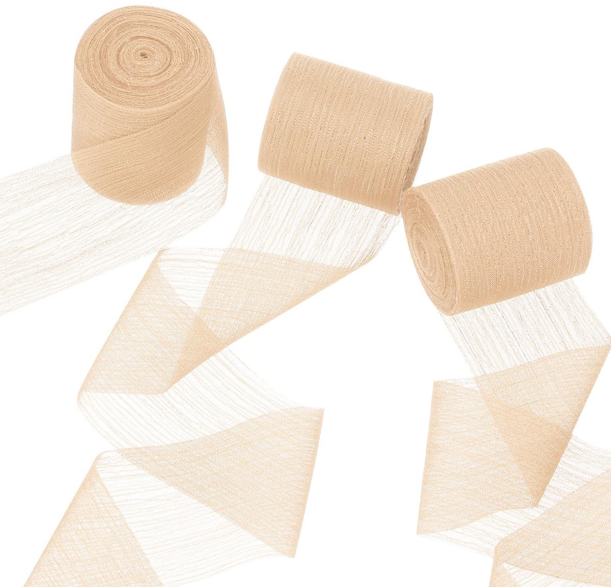 Omgoods - Chiffon Crinkle Ribbon 4cmx5.4m Set van 3 voor Creatieve Decoratie Champagne