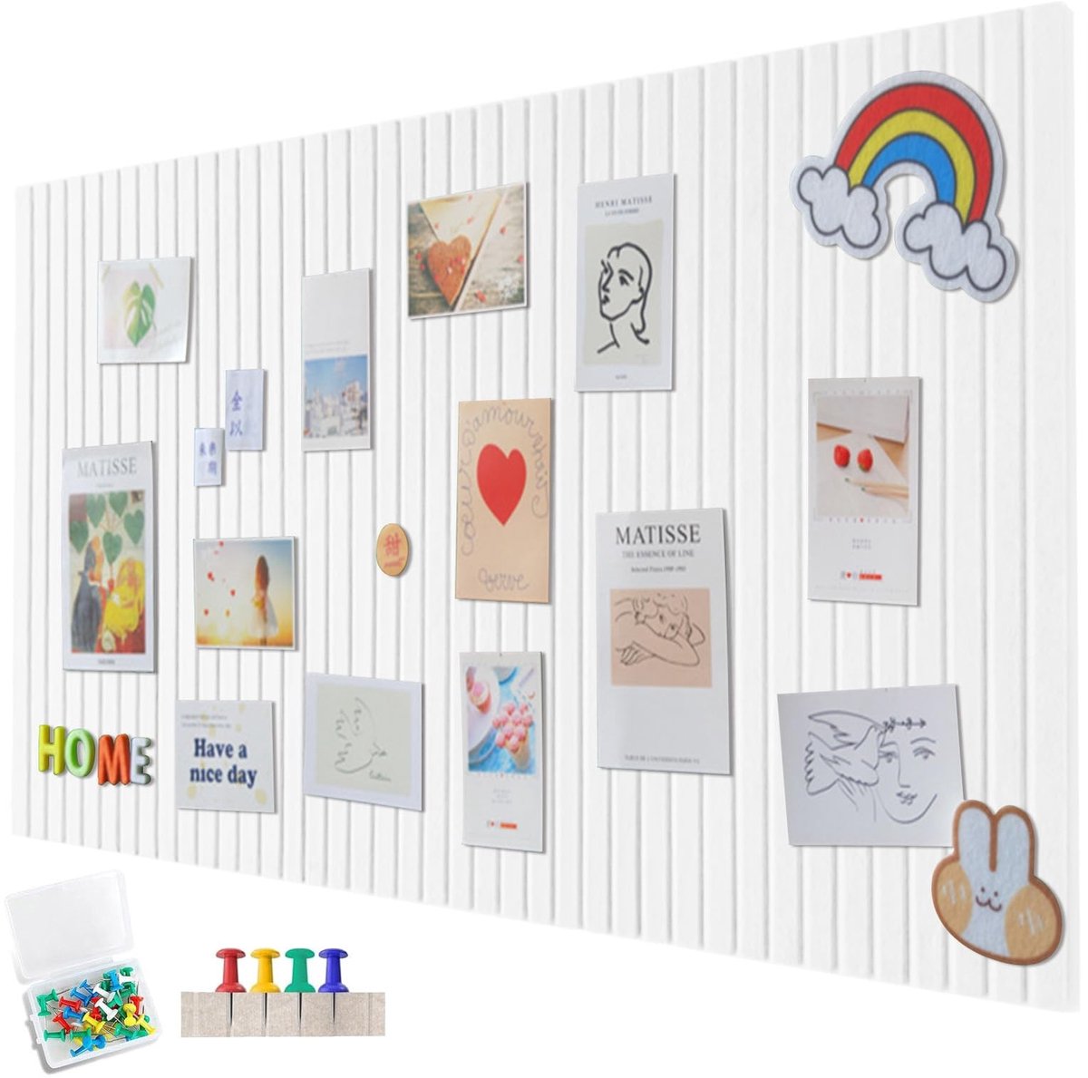 Omgoods - Grote Vilt Prikbord 120 x 90 cm - Decoratief Kurk Prikbord met Zelfklevende Tape