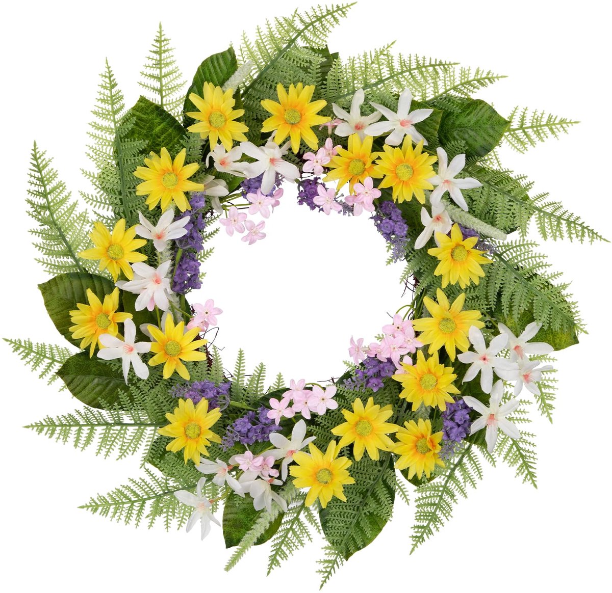 Omgoods - Kunstmatige Deurkrans 55 cm - Kamille Bloemenkrans voor Lente Decoratie