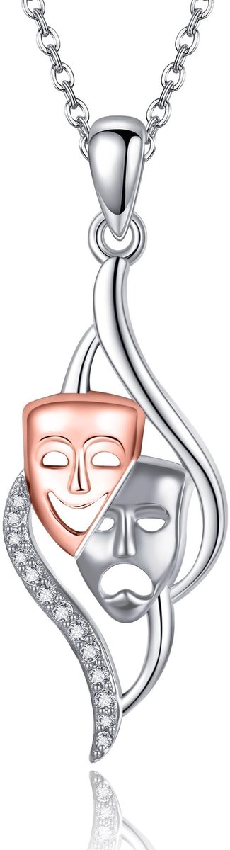Omgoods - Zilveren Hanger met Comedy en Tragedy Maskers voor Vrouwen