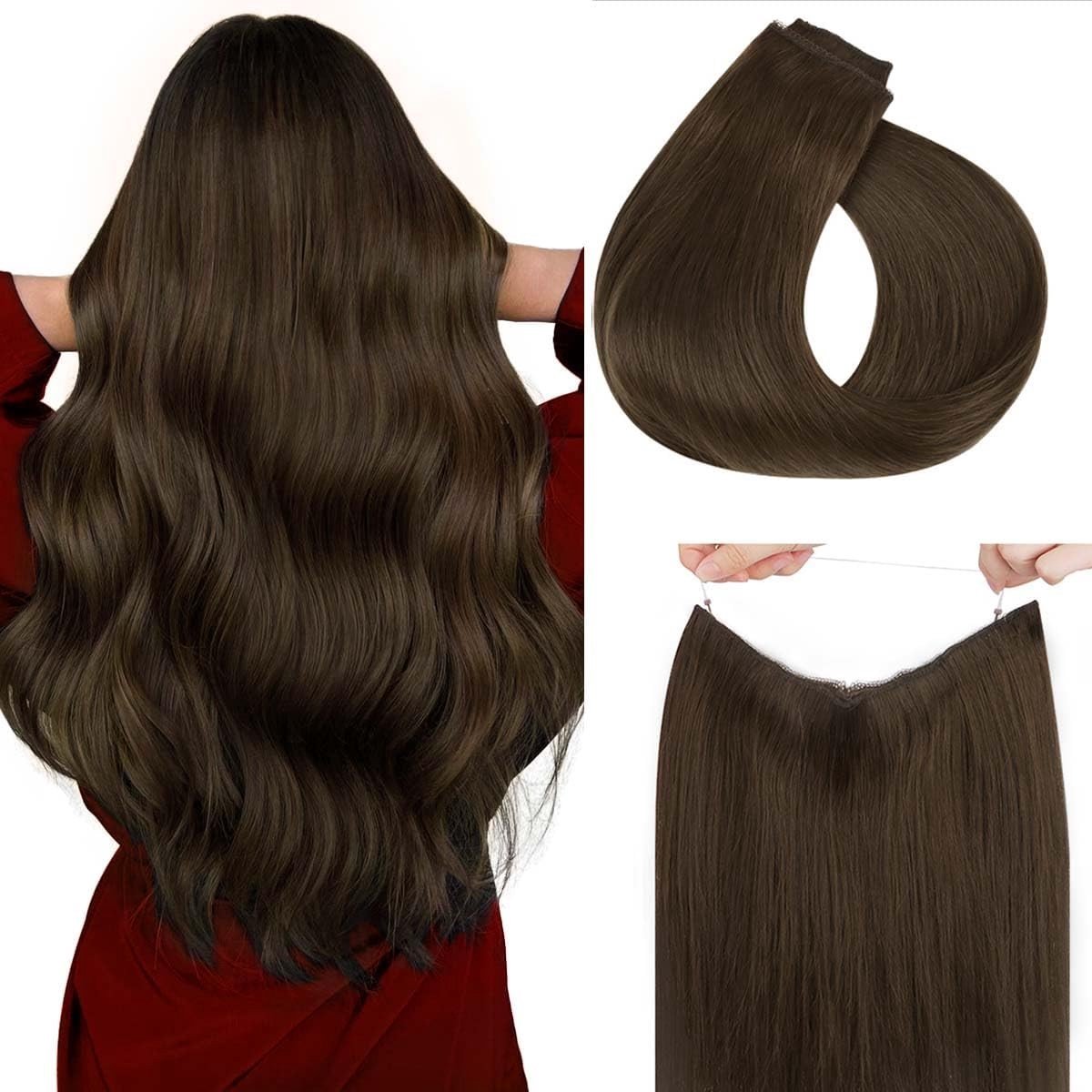 Omgoods - Onzichtbare Haarextensions van Echte Haar - 40 cm - Chocolade Bruin