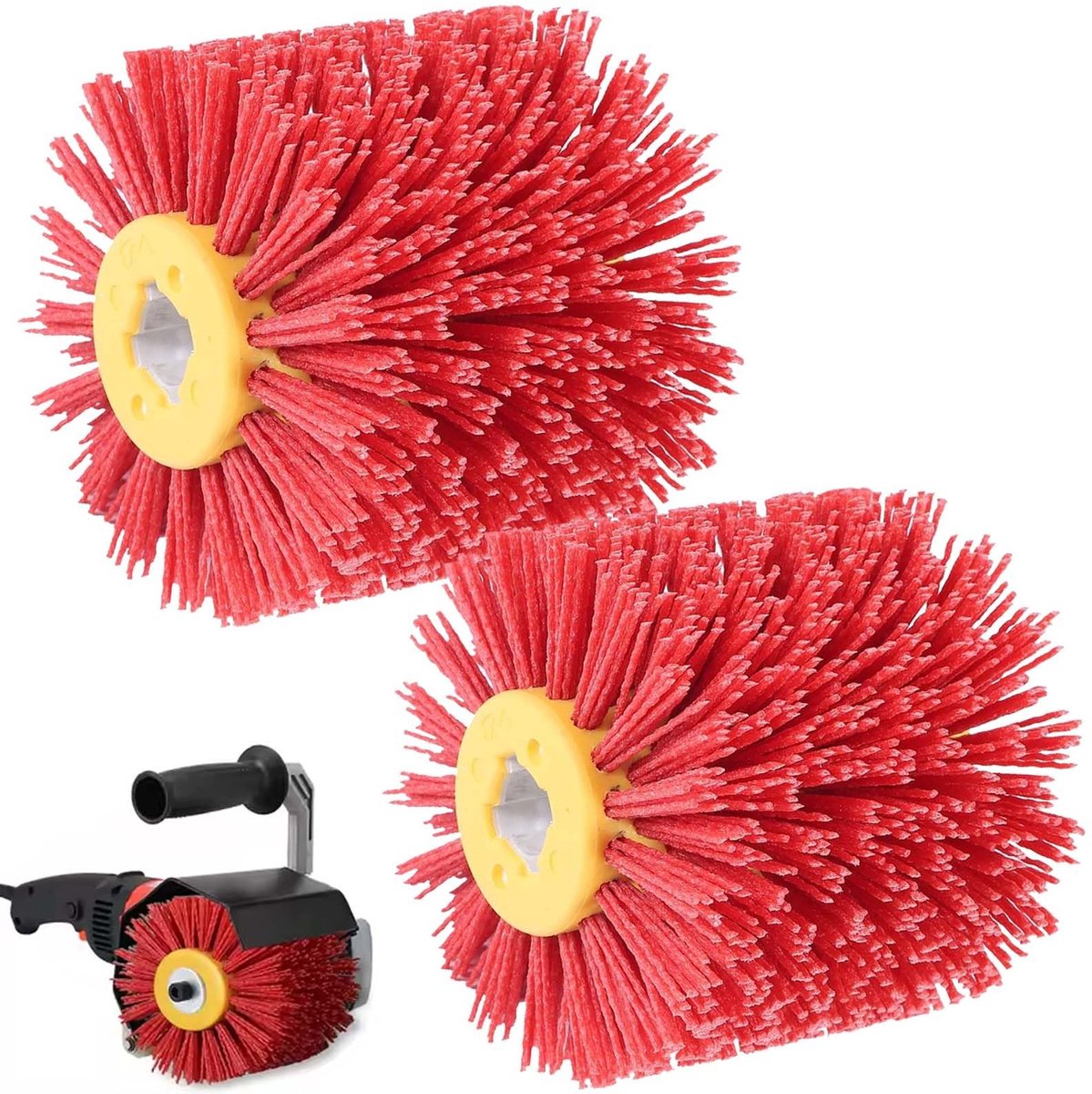 Omgoods - Schuurborstels Set van 2 - Rode Nylon Borstels voor Schuurmachine