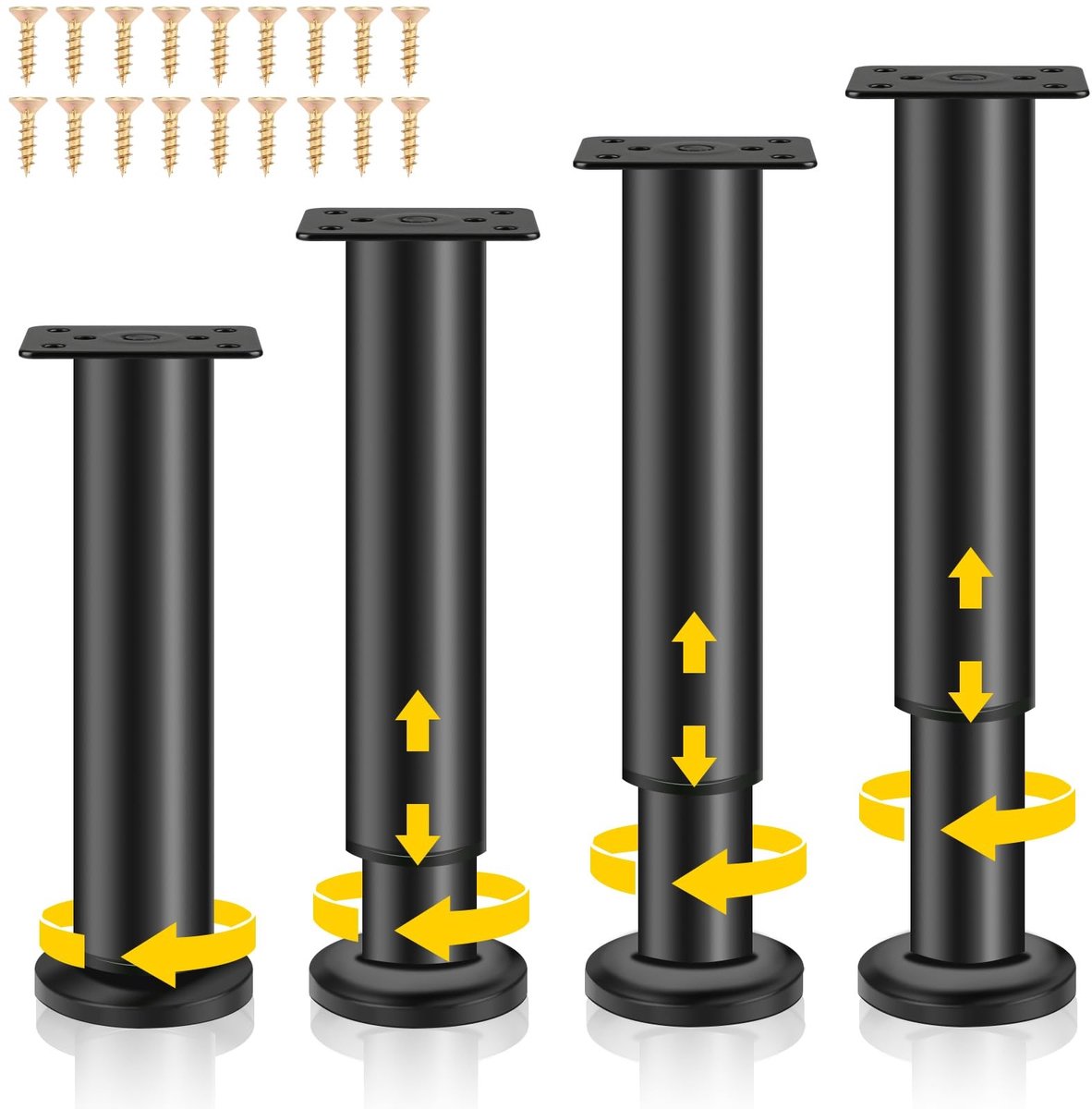 Omgoods- Meubelpoten Verstelbaar - Meubelverhoger - Kastpoten - Tafelpoten - Bankpoten - Set van 4 - Meubelsteunen