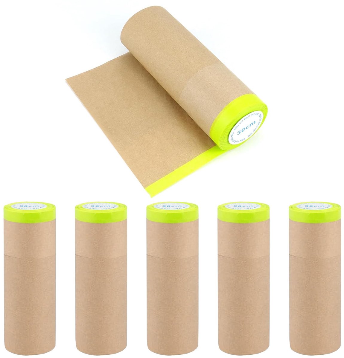 Omgoods - Schilder Afdekpapier met Zelfklevende Strips - 6 Rollen 30 cm x 15 m