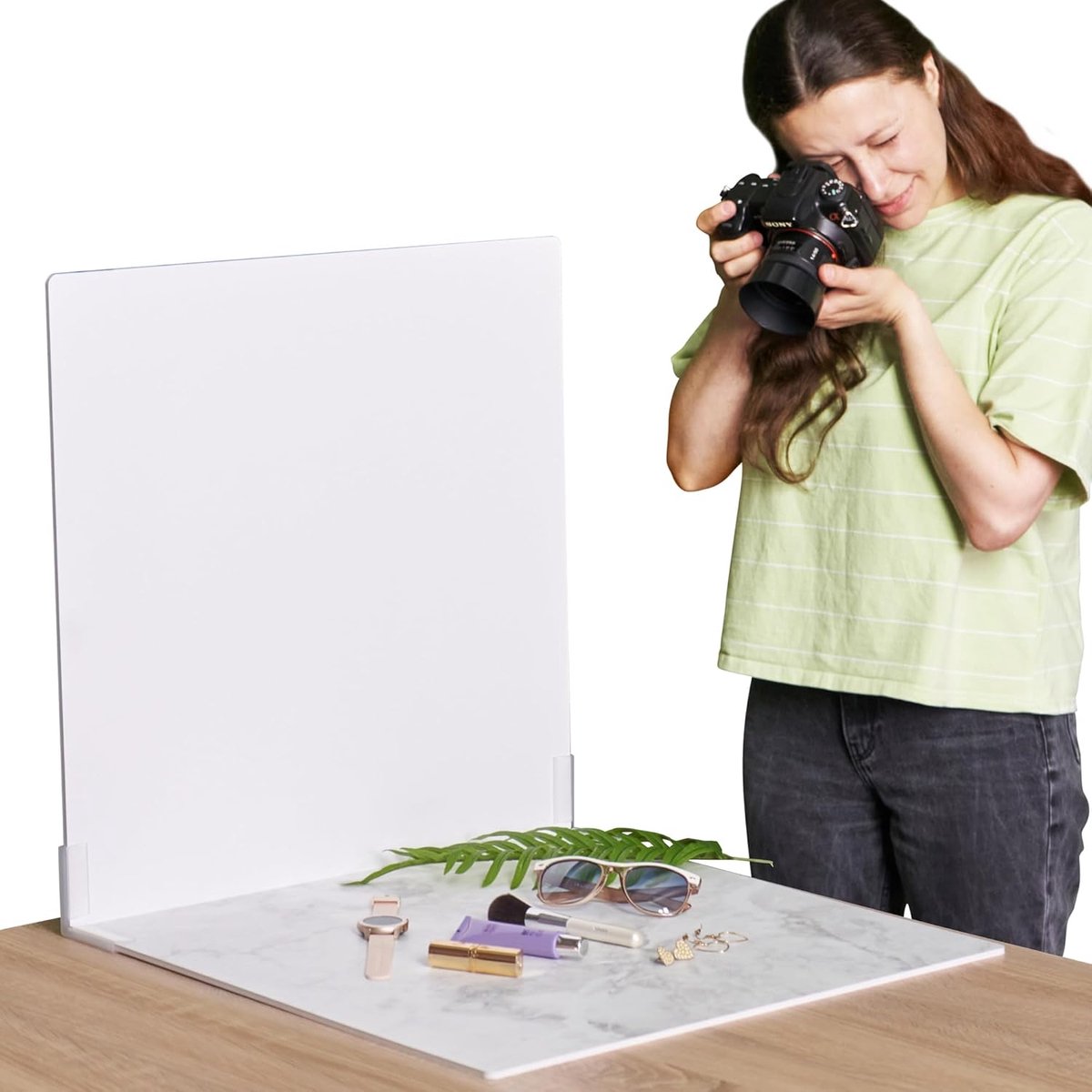 2 Pack Foto Achtergrond Board | 55x55 cm | Realistische Fotografie Achtergrond | Voedsel Fotografie Achtergrond | Replica Oppervlakken | Product Fotografie Achtergronden | Marmer & Wit