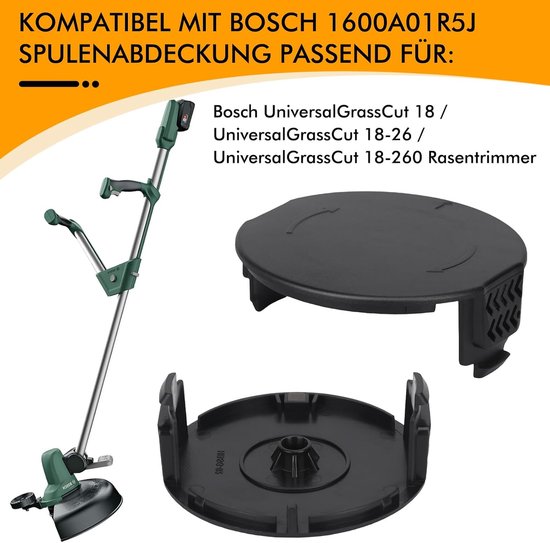 Spoelafdekking 1600A01R5J geschikt voor Bosch UniversalGrassCut 18/18-26/18-260 grastrimmer, compatibel met Bosch F016800570 draadspoel (3 stuks) — afbeelding 2