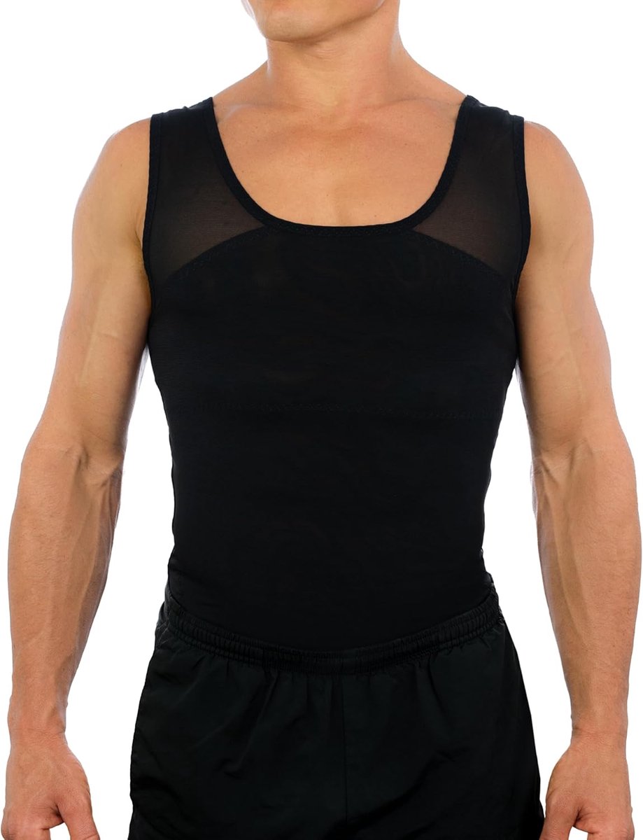 Apparel Original compressieshirt voor heren, corrigerend ondershirt tegen gynaecomastie, shapewear hemd voor borst en buik