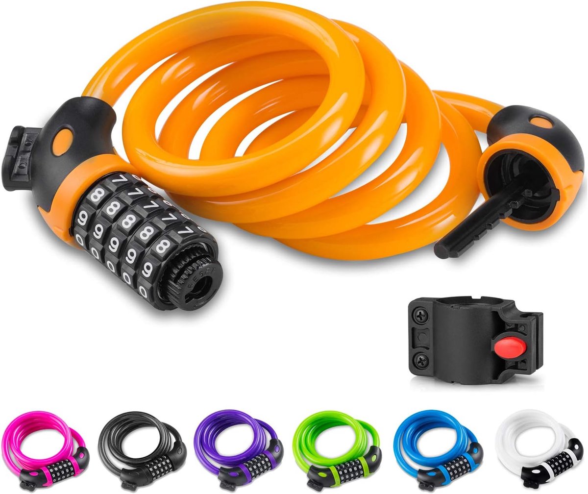 Fietsslot 5-cijferige code - 1,2 m lang - lichtgewicht kabelslot - veilig voor fiets en mountainbike - SnelShoppen