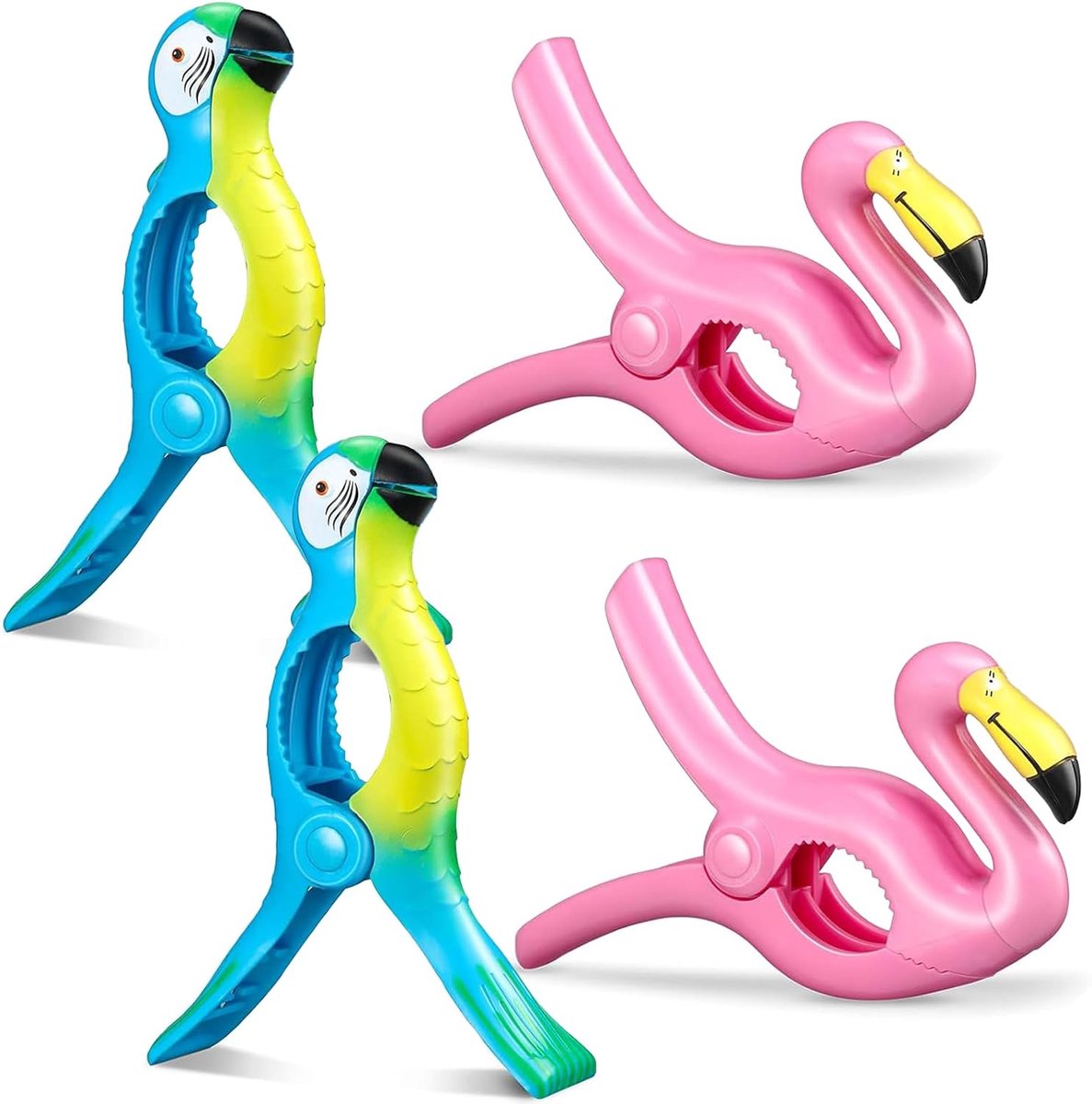 Handdoekklemmen voor strandstoelen, 4 stuks Grote strandhanddoek klemmen Flamingo strandhanddoek clips handdoekklemmen Flamingo wasknijpers voor wasgoed strandhanddoek badhanddoek zwembad (Roze A)