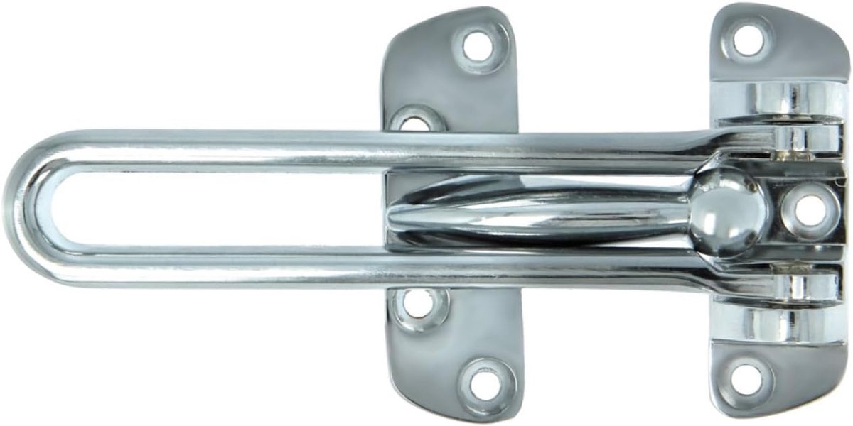 - Veiligheidsketting voor deuren model 2 - Lengte van de stang: 120 mm - Verzonken handgreep voor toegangsdeuren - Robuuste sluiting met zijstang - Verzilverd zamak