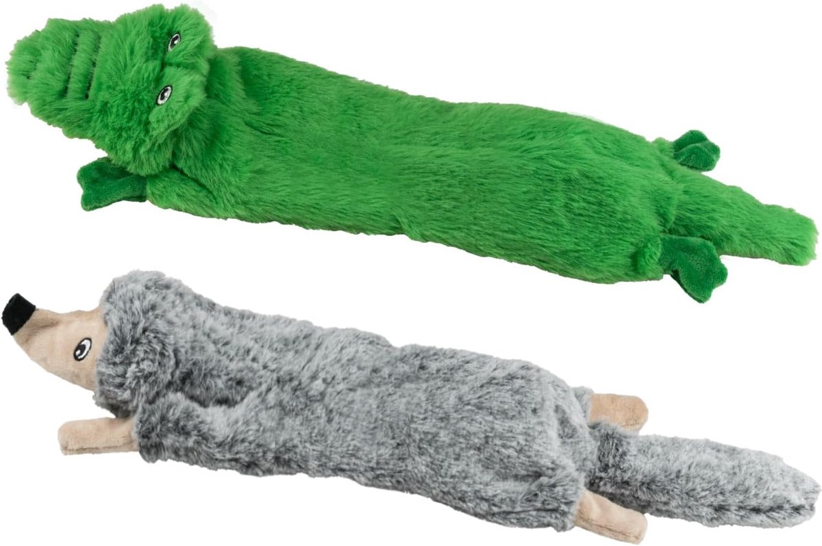 Piepspeelgoed voor honden, geen vulling, 2 stuks, pluche hondenspeelgoed voor middelgrote honden, duurzaam kauwspeelgoed, schattige dieren