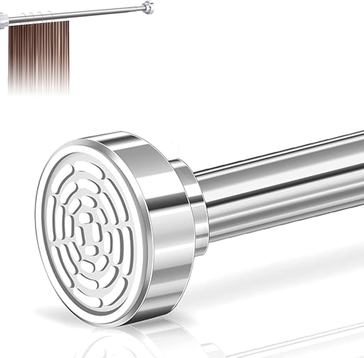 SnelShoppen - Telescopische Gordijnroede 66-130 cm, Geen Boren, Verstelbaar, RVS, Voor Douchegordijnen, Keuken, Silver