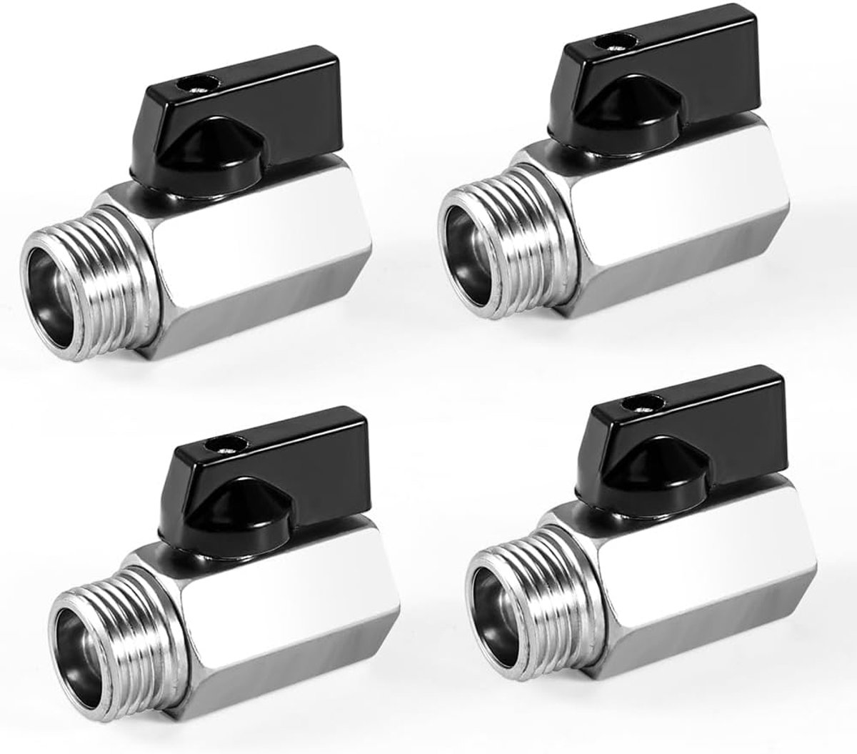 4 Stuks Kogelkranen 1/2 Inch, Buitendraad x Binnendraad, AG x IG Koolstofstaal, Mini-Kogelkraan, Afsluitkraan Met Handvat, Ballonkraanschakelaar, DN15