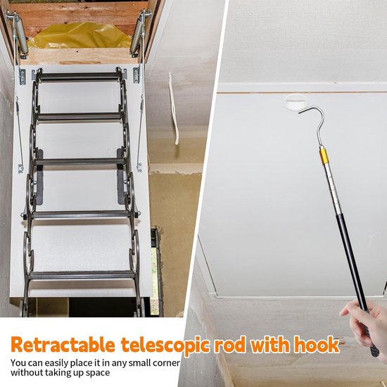 Telescopische Stang met Haken, RVS Luifelstang, Bootshaken met Rubber Handvat, Multifunctionele Stang voor Luifel, Boot en Tent Opener, Ideaal voor Buitenactiviteiten — afbeelding 3