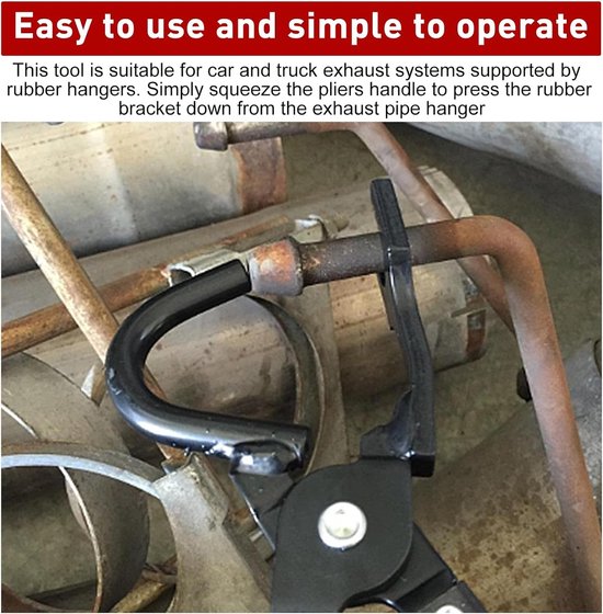 SnelShoppen - Exhaust Rubber Pliers - Auto Uitlaat Pliers, Schokdemper Verwijderingsstang, Geluidsdemper Haak Chopper, Carbon Staal, Ergonomische Hand van Snelshoppen — afbeelding 3