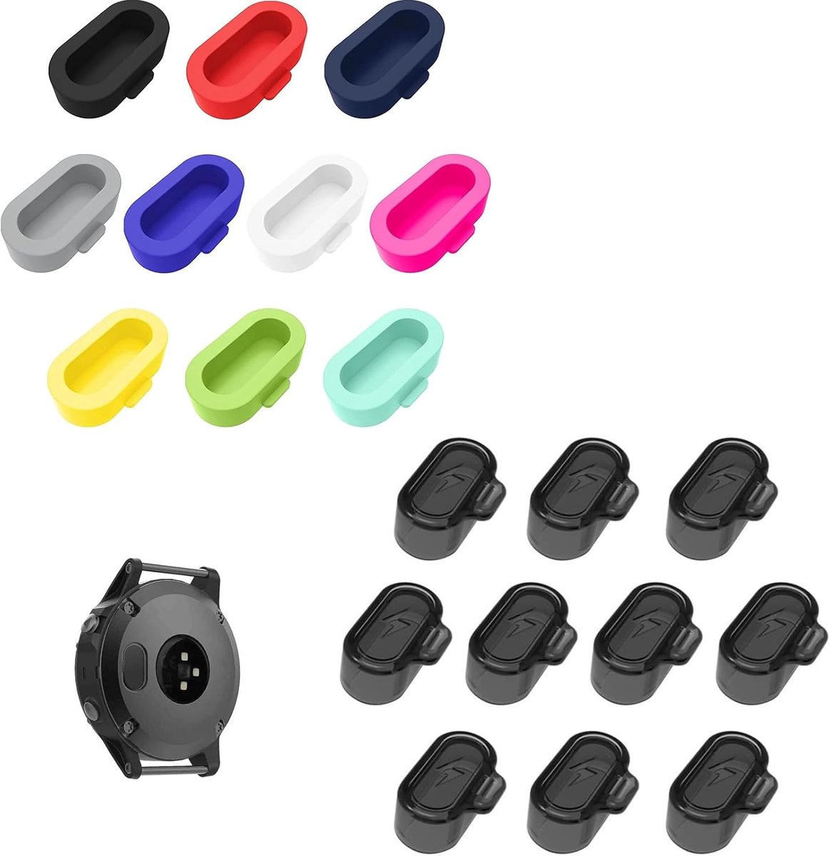 20 stuks siliconen stofkappen voor Gar-min Fen-ix 8/7/7 Pro/6/5, Venu 3/3s/2, Instinct 3/2/2X, Vivoactive 5/4/4s/3, Forerunner 965/265/165/55, Epix 2 Pro, meerkleurig