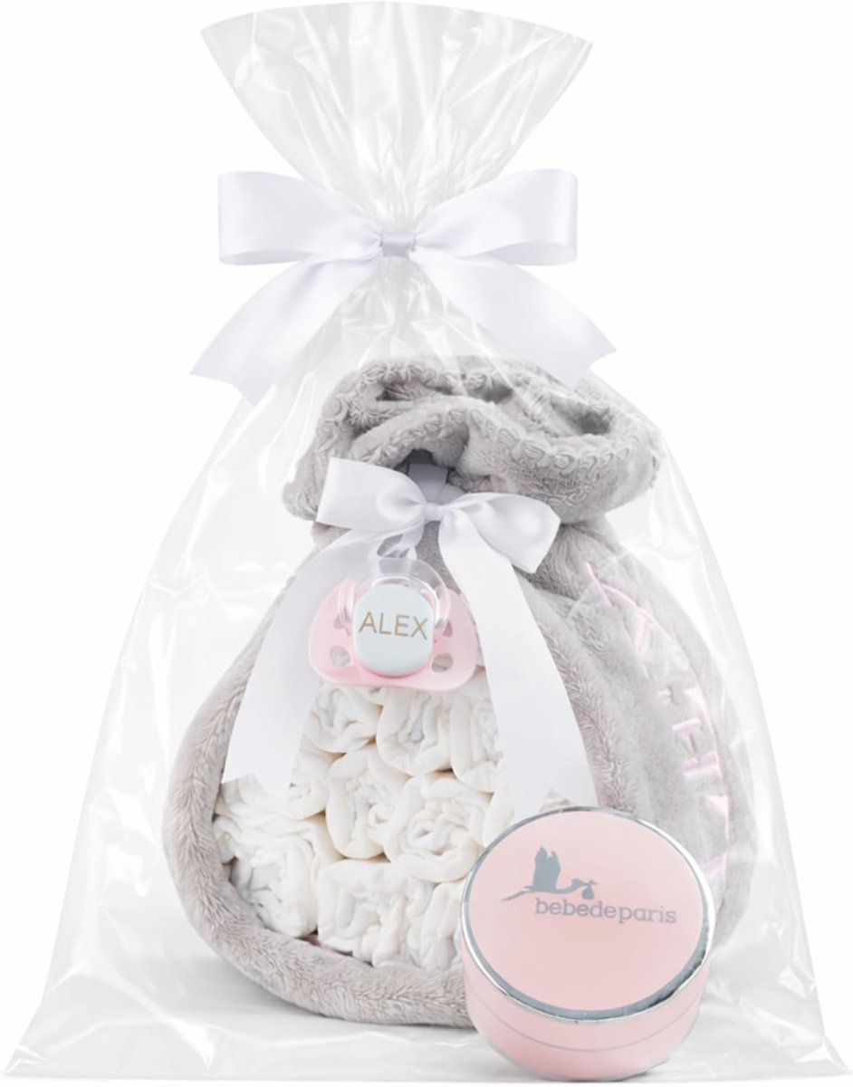 SnelShoppen - Newborn Luier Taart met Geborduurd Dekentje + 15 Moltex Premium Luiers, Milieuvriendelijk en Biologisch Afbreekbaar, Maat 2 (3-6 Maanden