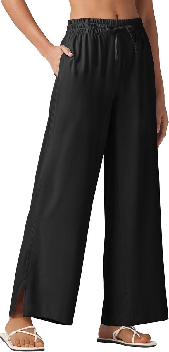 Zwembroek voor dames, lange bikinibroek, brede pijpen, zwembroek, strandbroek, UPF 50, lichte reisbroek, sneldrogend, zonwering, 73 cm