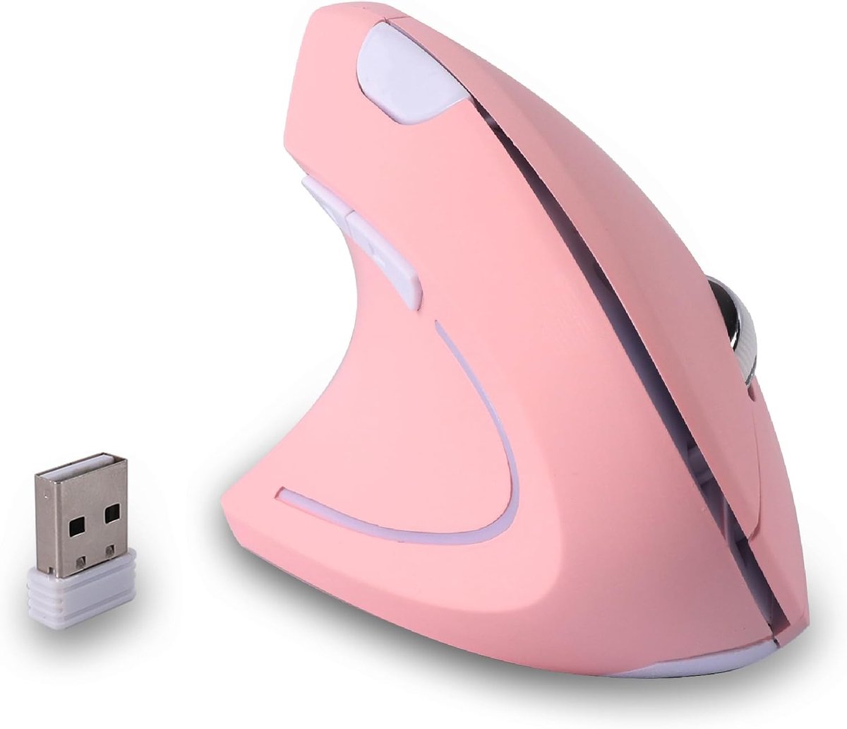 muis, 2,4 G draadloze verticale muis met USB-ontvanger, linkshandigen, 1600D-PI, 6 toetsen, linkshandige verticale ergonomische muis voor laptop, kantoor, pc, vijfde generatie