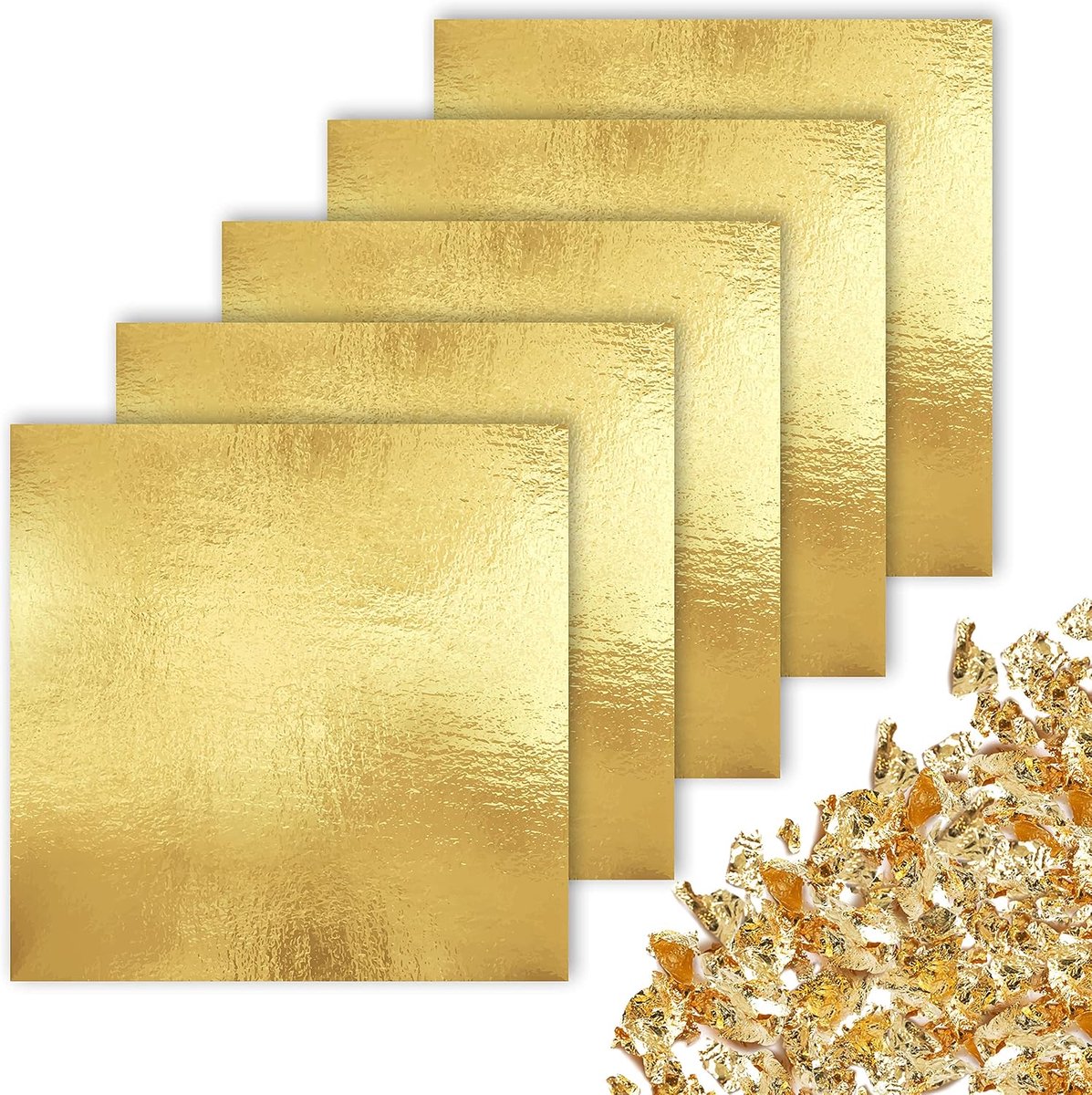 Goudblad|14 x 14 CM|✮✮Levenslange Garantie✮✮-100 Stuks Goudkleurige Bladen voor Decoratie, Hobby, Knutselen, Vergulden en Slijm