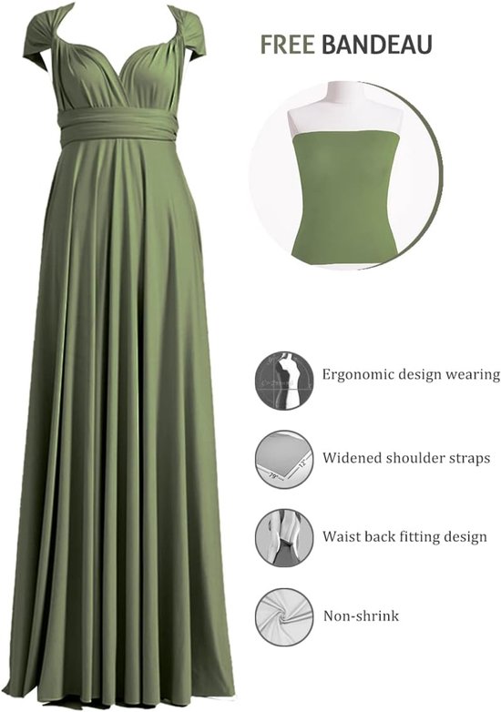 72styles Infinity Bruidsmeisje Jurken Dames, Multiway Jurk, Convertible Wikkel Jurk, Maxi lange, Grote Maten, Avondjurk, Gala,Trouwjurk — afbeelding 5