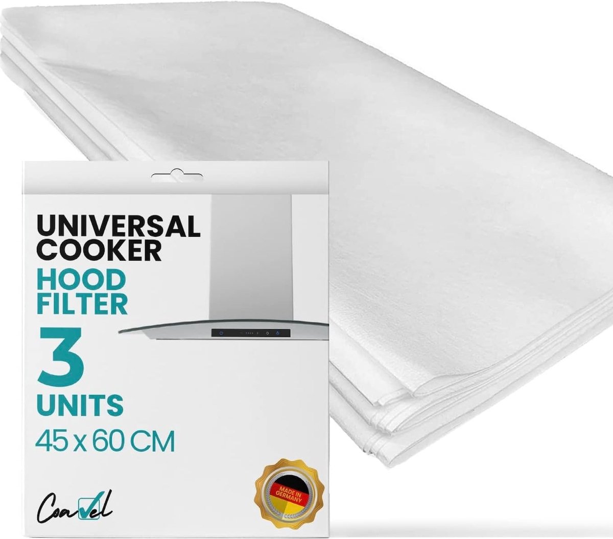 SnelShoppen - 3 Universele Filters voor Afzuigkap, 45 x 60 cm Papieren Filters, Aanpasbaar aan Elke Keukenafzuigkap, 1 mm Vetfilter - Brandwerend, Bio