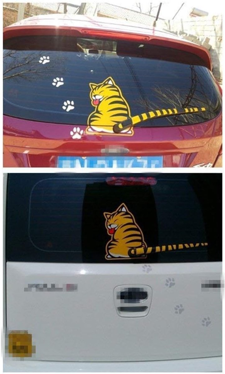 Auto Ruitenwissersticker, kattenstaart, sticker, ruitenwisser, cartoonsticker, grappige reflecterende auto achterruitwisser decor (1 stuks)