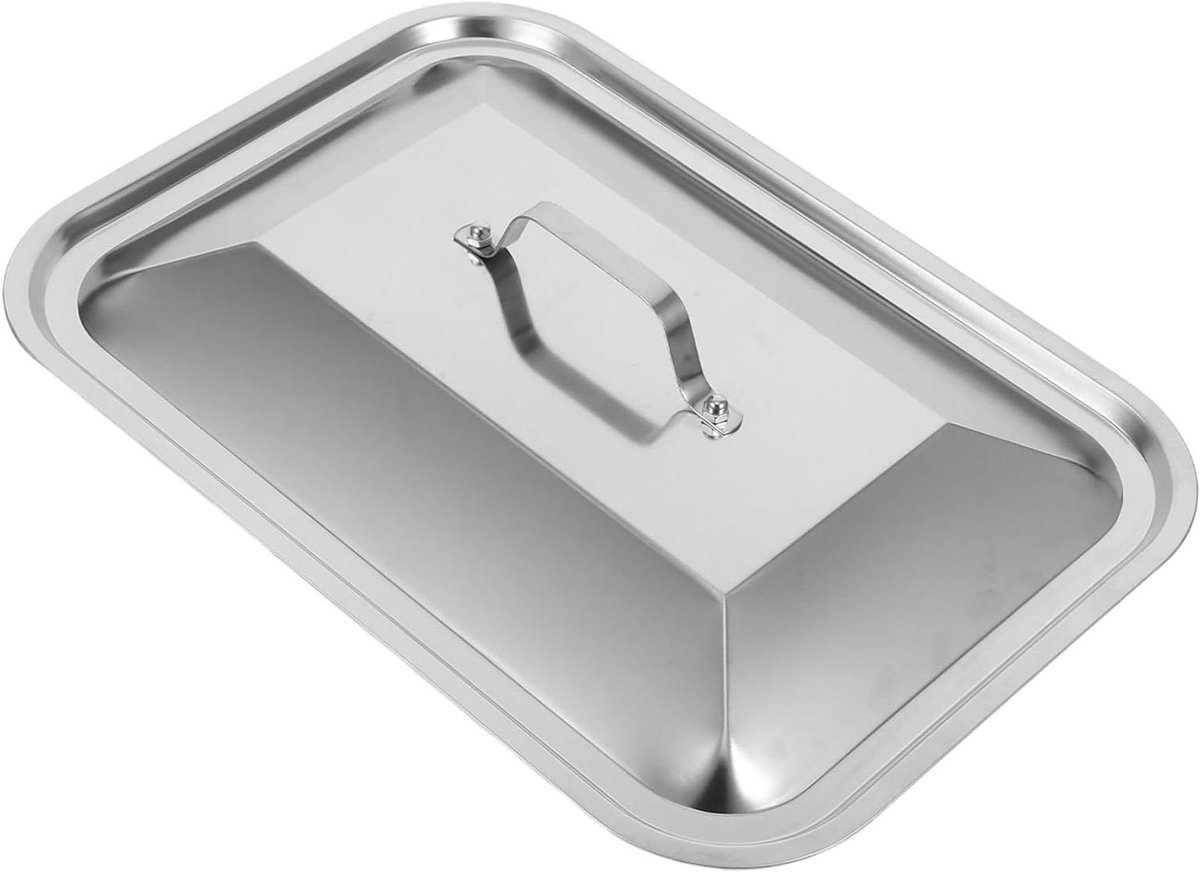 RVS Bakplaat Deksel - Rechthoekige Deksel - Bakken en Braden - Vaatwasserbestendig - 34.50X24.50X5.00CM - Zilver