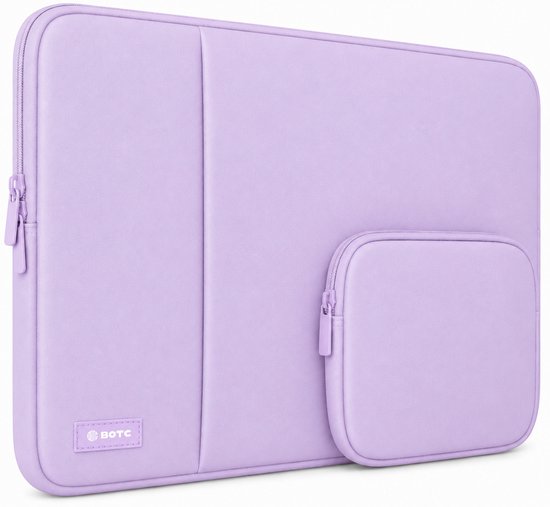 BOTC Laptophoes 14 inch - 2-delige - Laptopsleeve met Etui - Laptophoes/ Sleeve - Extra Vak-Lichtpaars