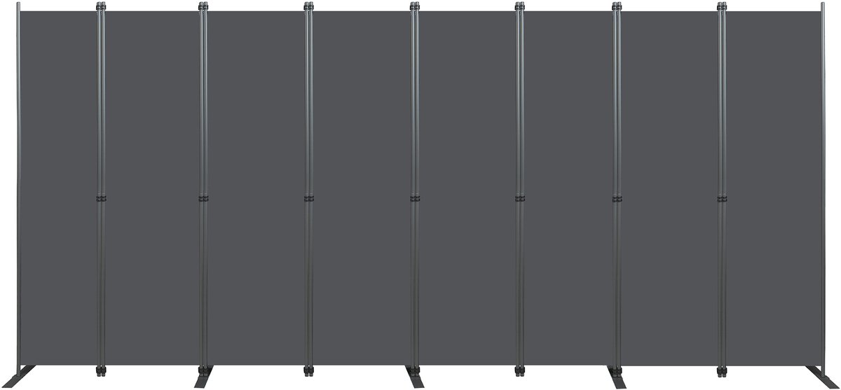 Ruimteverdeler, groot, paravent-scherm, 6-delig, 404 x 180cm, privacybescherming voor binnengebruik, vrijstaand, voor kantoor, slaapkamer, woonkamer, eetkamer, werkkamer - Grijs 404*180cm