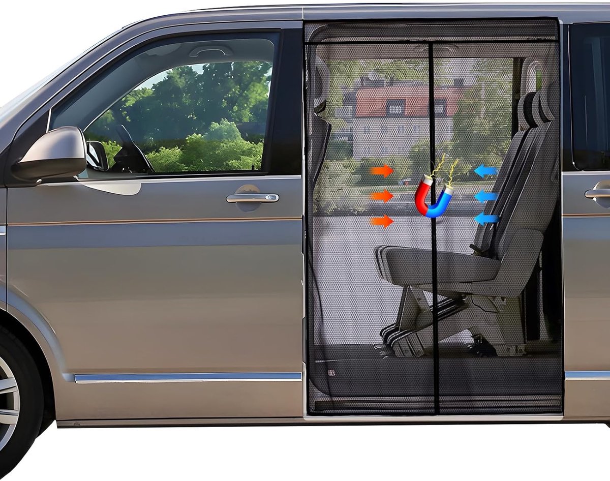 PromoHome Magnetische Klamboe Schuifdeur voor VW T5 T6 – Vliegenhor Insectenbescherming Zonwering Zijdeur Schaduwnet Camping