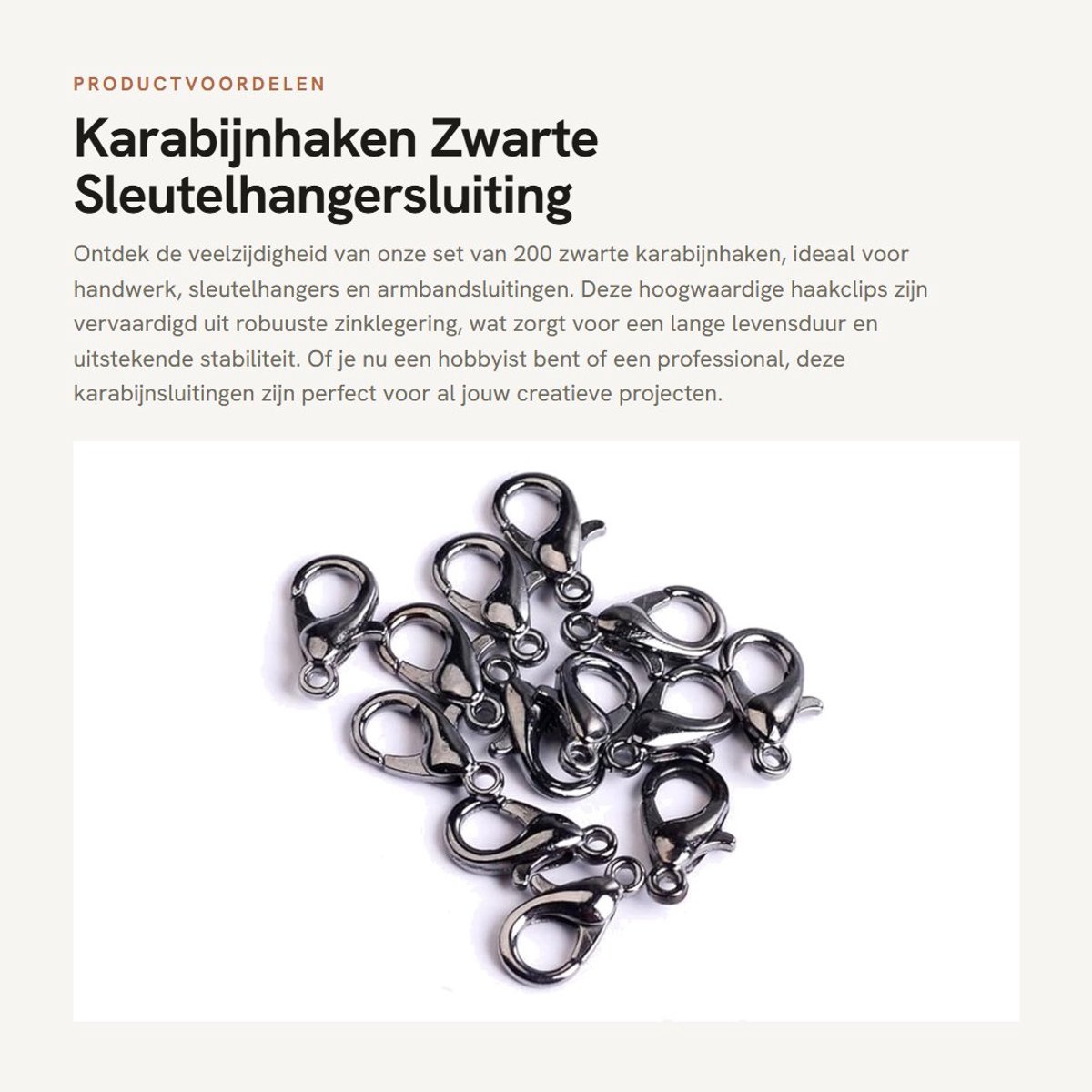 Dailygoods - Karabijnhaken - Zwarte Sleutelhangersluiting - Duurzaam materiaal - Zinklegering - Ideaal voor sleutels en tassen - 200 stuks - Geschikt...