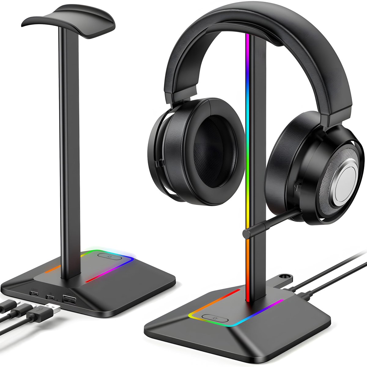 Dailygoods- Hoofdtelefoonhouder - Universele Standaard - RGB - Geschikt voor Gaming Headset - Hoofdtelefoondisplay - 22,4 x 11,3 x 10,8 cm - Robuuste Constructie - Headsetstandaard