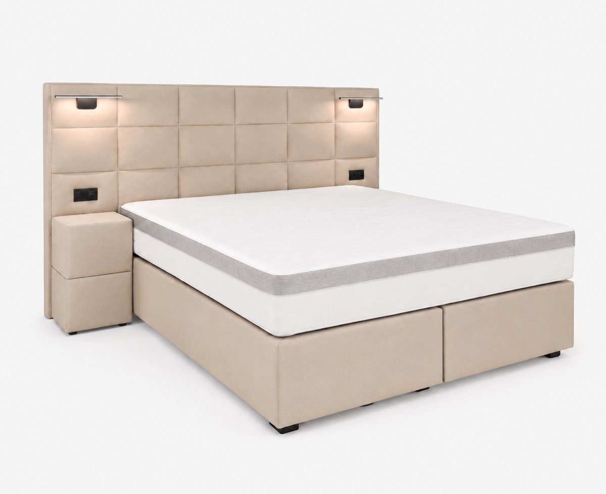Opberg Boxspring Évora - 160x200 Compleet - Beige - Luxe Living Home