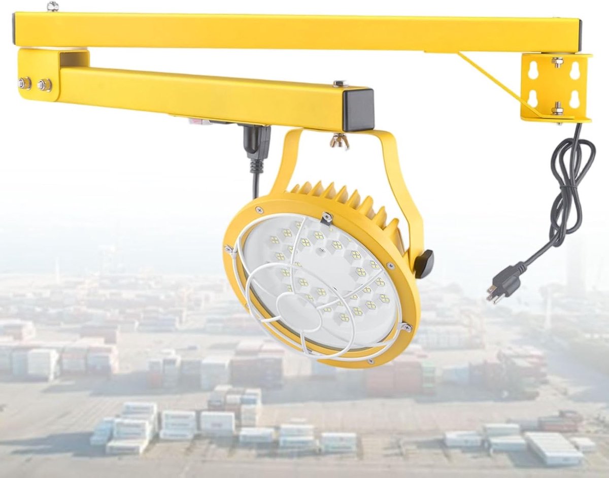 LED Laadperronlamp - Vouwarm Lamp - Werkplaats Verlichting - 360 Graden Draaibaar - 50W - Geel