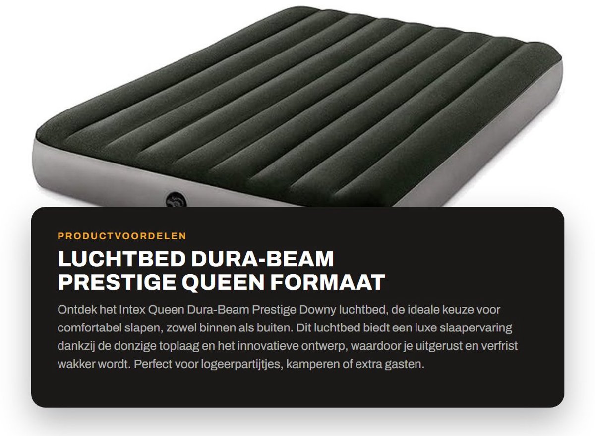 Dailygoods- Luchtbed Donzig - Luchtbed 2 Persoons - Dura-Beam Prestige - Veiligheidswaarschuwing - Opblaasbaar - Geschikt voor Binnen/Buiten - Luchtmatras