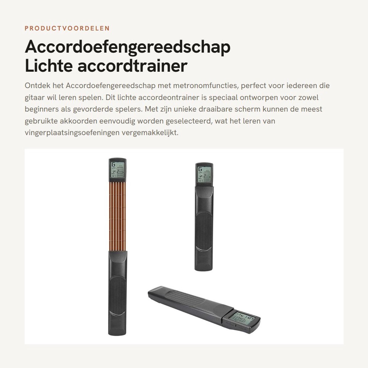 Dailygoods- Accord oefengereedschap met metronomfunctie - Draaibaar scherm - Lichtgewicht - Stalen gitaarsnaren - Comfortabel - Afmetingen 29 x 5 x 4 cm - Akkoordtrainer