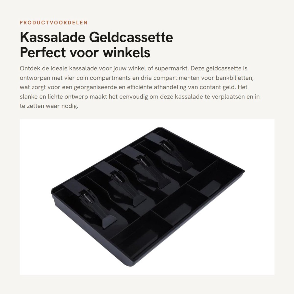 Dailygoods- Geldlade Robuust - Kassalade - Geldcassette - 4 Muntcompartimenten - 3 Biljetcompartimenten - 32 x 24,5 x 3,5 cm