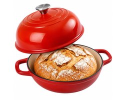 Bangosa Broodpan Gietijzer 5,7L – Dutch Oven voor Zuurdesembrood – Geëmailleerde Braadpan met…