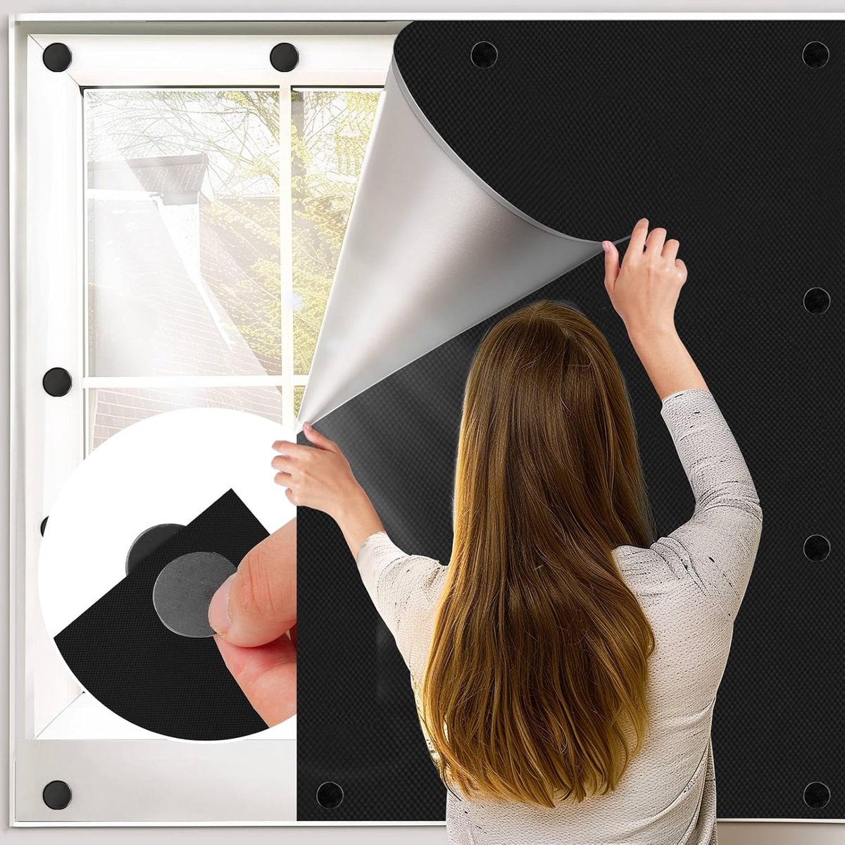 PromoHome Magnetisch Verduisterende Gordijn voor Binnen 76x96 cm - 100% Blackout Raamdecor