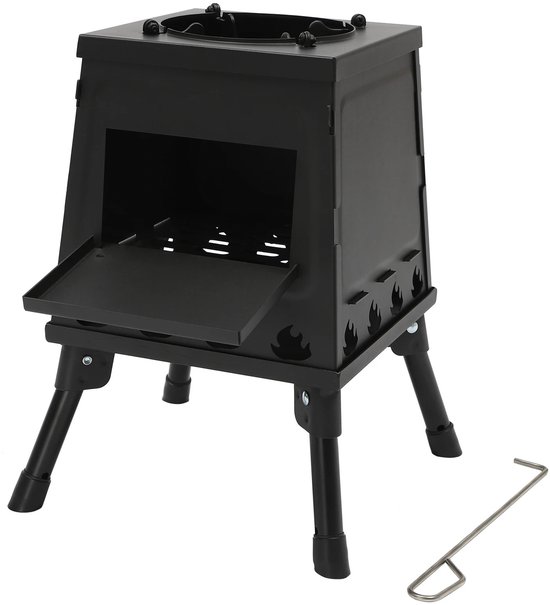 Sello! houtkachel – buiten – opvouwbaar – verwarmen – koken – incl. draagtas – hout – houtskool – carbonstaal – rvs — afbeelding 3