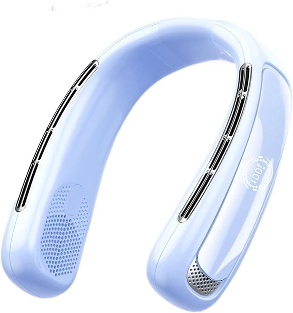 Nekventilator, USB oplaadbaar, slimme digitale display, draagbare, stille ventilator zonder bladen voor buiten (N50 lichtblauw)