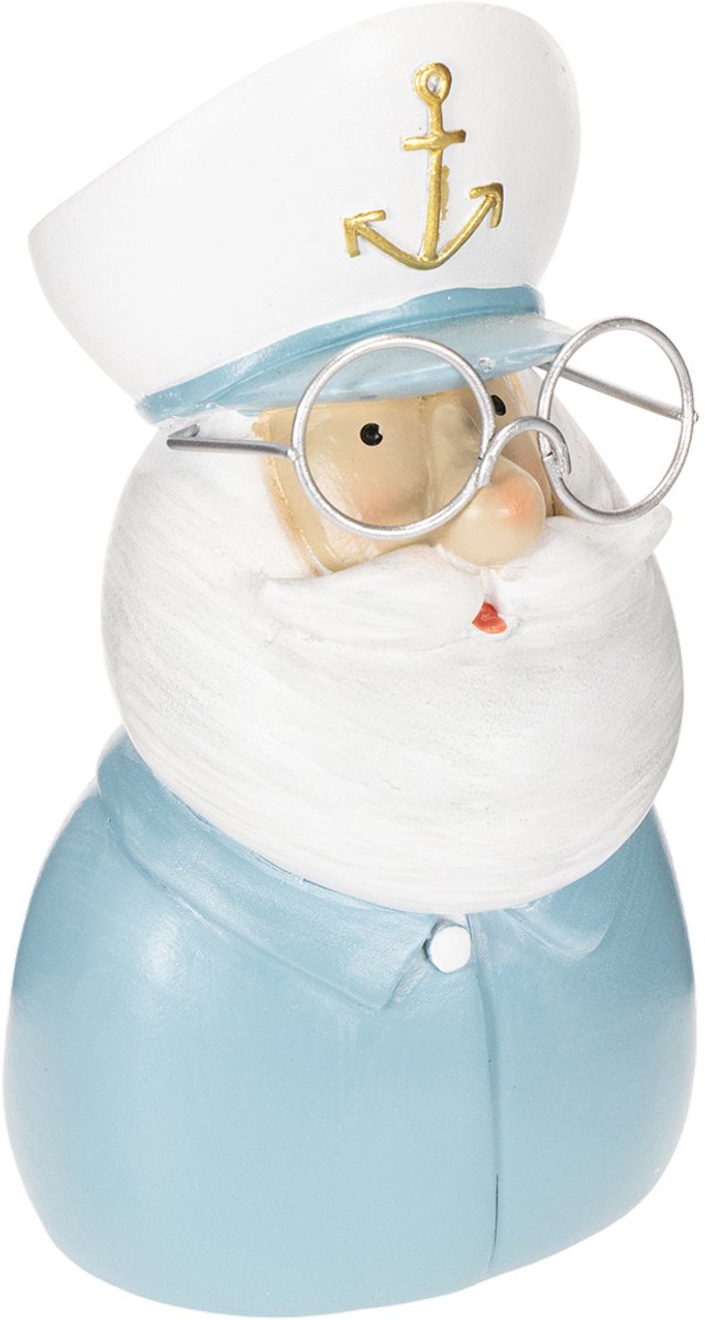 Kapiteinfiguur, maritieme decoratie met bril en hoed, 16 cm